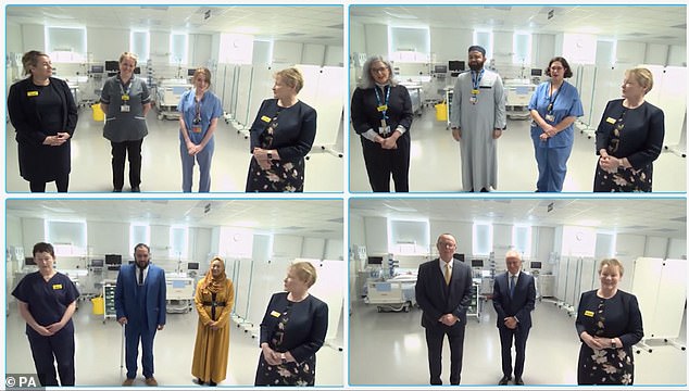 De koningin sprak met NHS-medewerkers en patiënten in een videogesprek waarin ze haar eigen problemen deelde tijdens haar behandeling voor Covid in februari