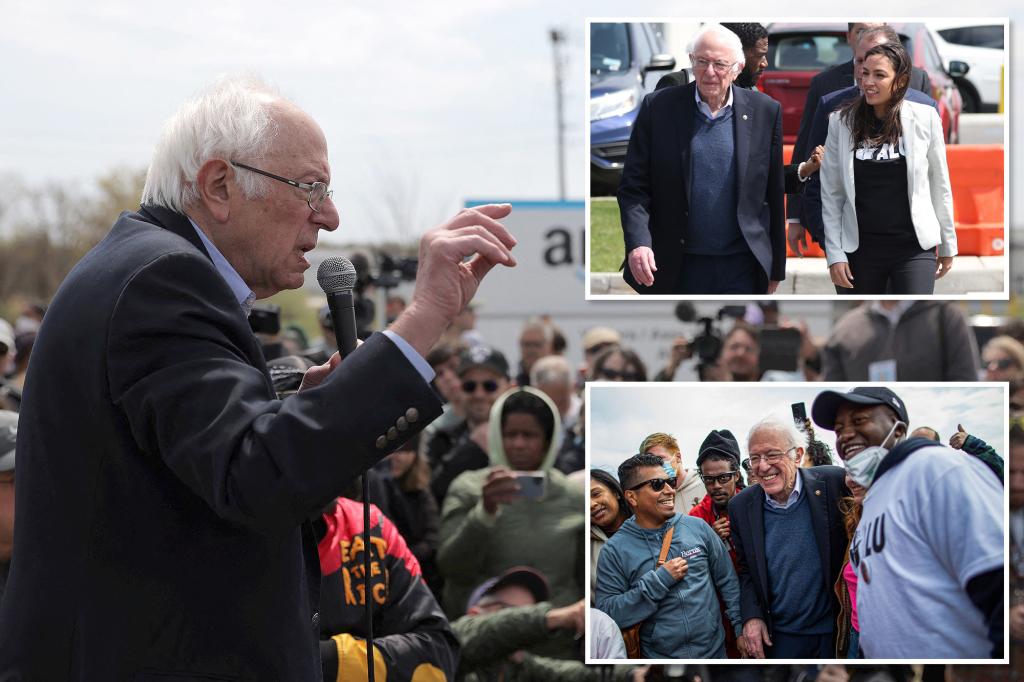 Bernie Sanders, AOC bezoeken een bijeenkomst voor arbeiders van Staten Island bij vakbond Amazon