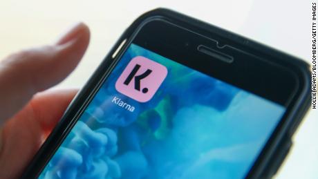 Het Klarna app icoon wordt op donderdag 21 januari 2021 op een mobiele telefoon in Londen, Verenigd Koninkrijk geplaatst. 