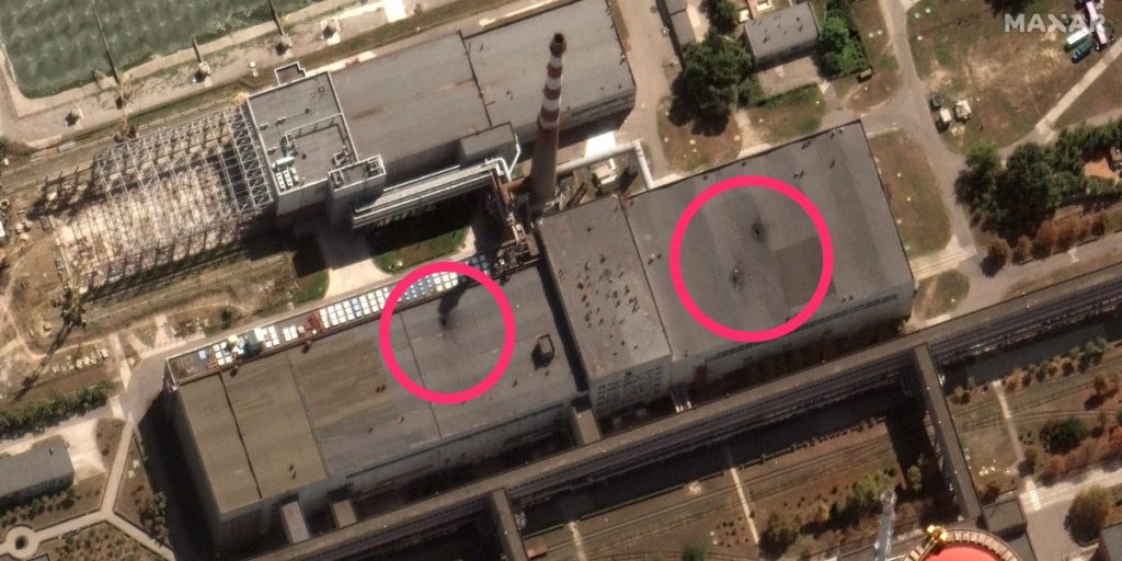 Satellietbeelden tonen schade aan het gebouw van de Oekraïense kerncentrale