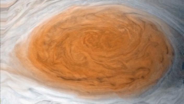 Jupiter's Grote Rode Vlek draaiende vortex-animatie