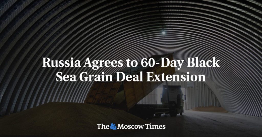 Rusland stemt ermee in de graandeal voor de Zwarte Zee met 60 dagen te verlengen