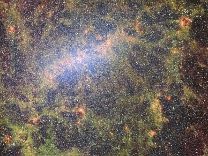 Een nieuwe afbeelding van de James Webb Space Telescope toont duizenden en duizenden sterren in een sterrenstelsel op 17 miljoen lichtjaar afstand.
