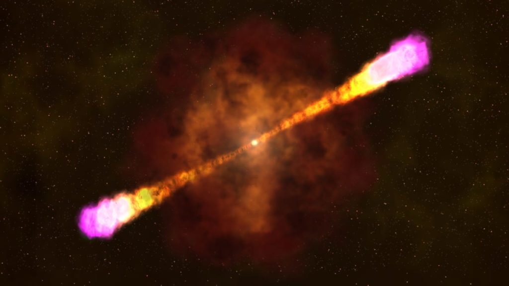 Er is een ongebruikelijke straalstroom gevonden in de helderste gammastraaluitbarsting