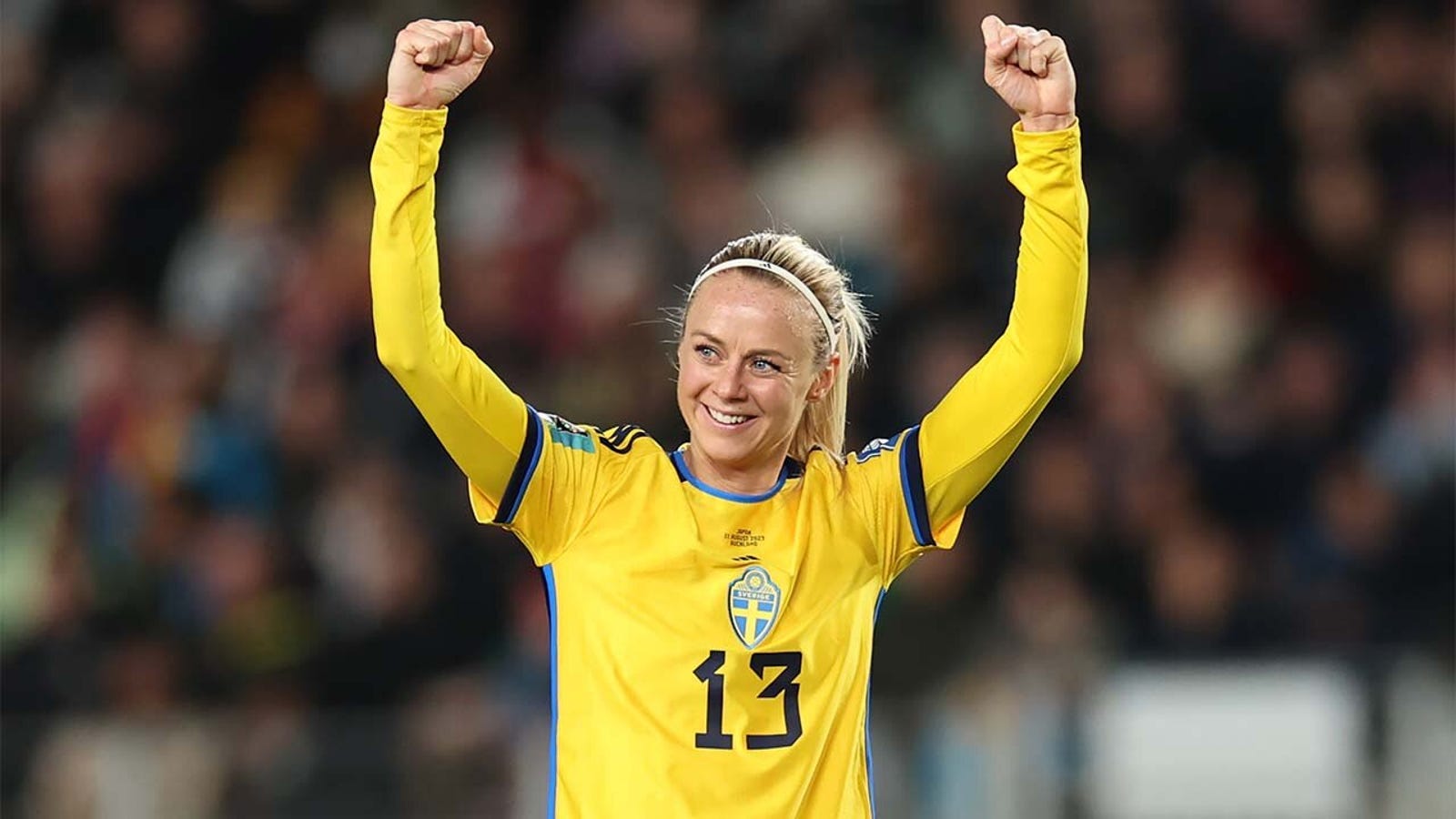 De Zweedse Amanda Ellstedt scoort in 32 minuten een doelpunt tegen Japan
