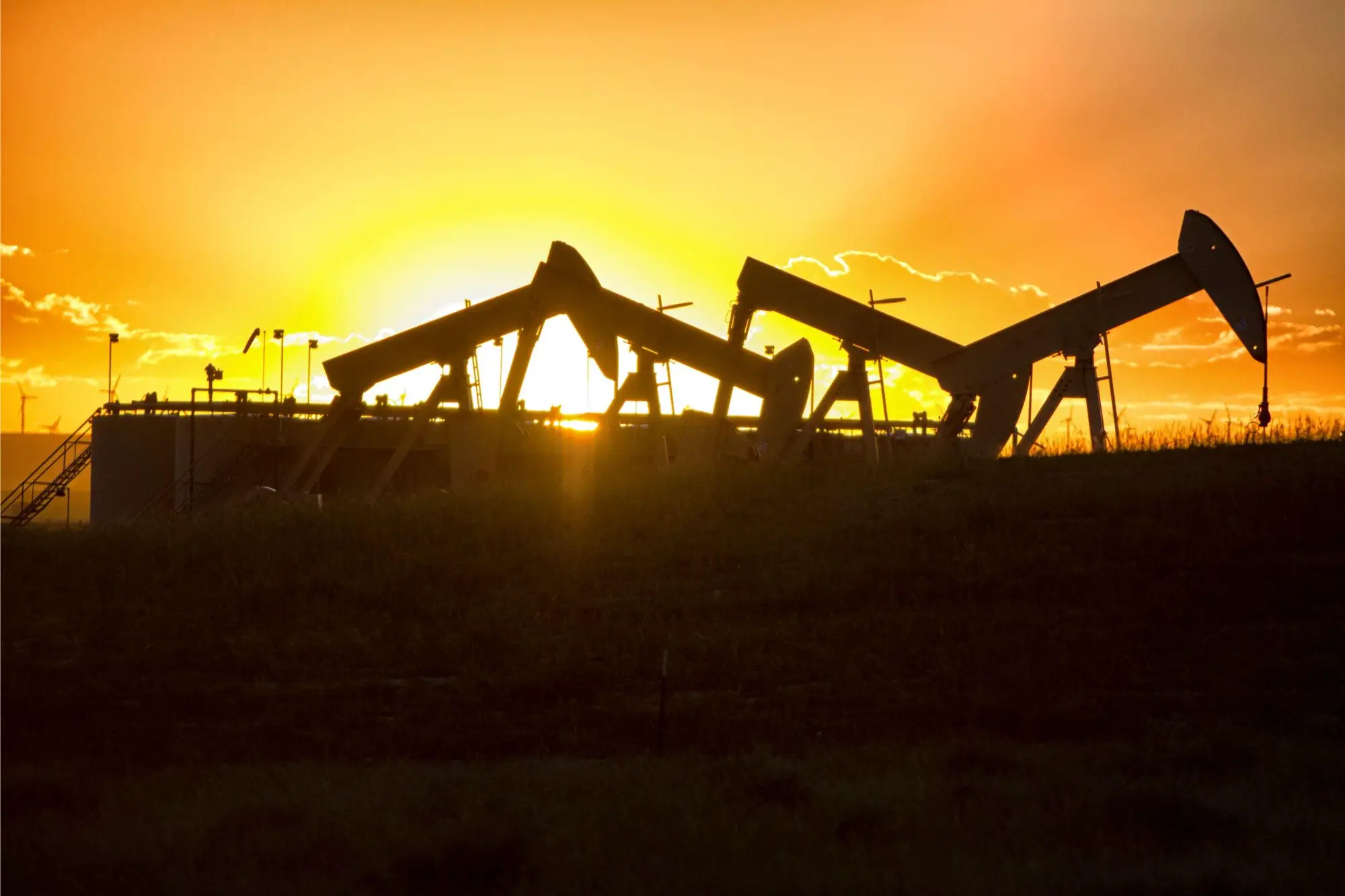 Fracking Oil Well Sunset