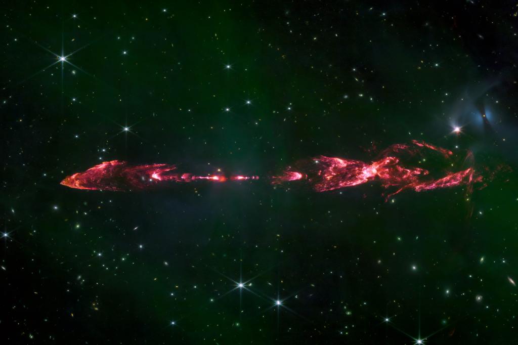 De telescoop maakt een verbluffend beeld van een ster die op 1300 lichtjaar van de aarde wordt geboren