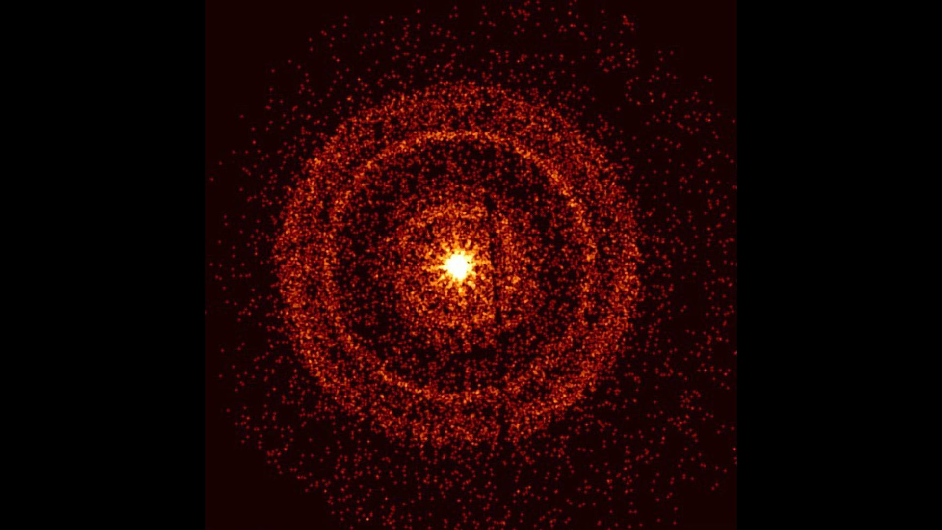 De helderste gammastraaluitbarsting ooit gezien, waargenomen door de Swift X-Ray Telescope, ongeveer een uur nadat deze ontplofte.