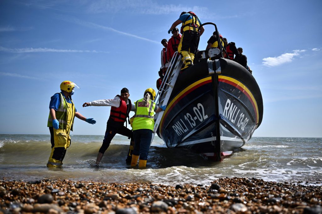 Migrants pictured arriving on British coast 2022