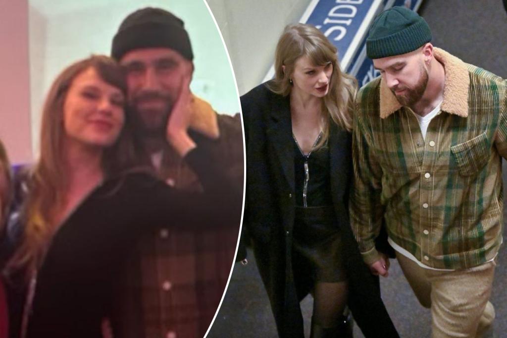 Taylor Swift wordt gezellig met Travis Kelce op een foto van een ontmoetingsplaats na de wedstrijd