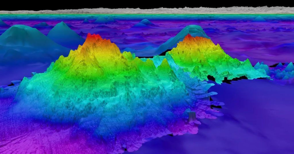 Wetenschappers waren verbaasd toen ze vier gigantische bergen ontdekten die onder de oceaan op de loer lagen