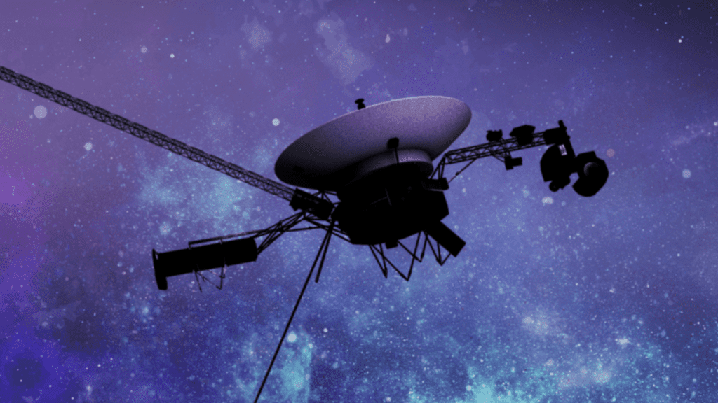 An illustration shows Voyager 1 in interstellar space