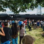 Big Boy-locomotief tuft door Pittsburgh tijdens een nationale tournee