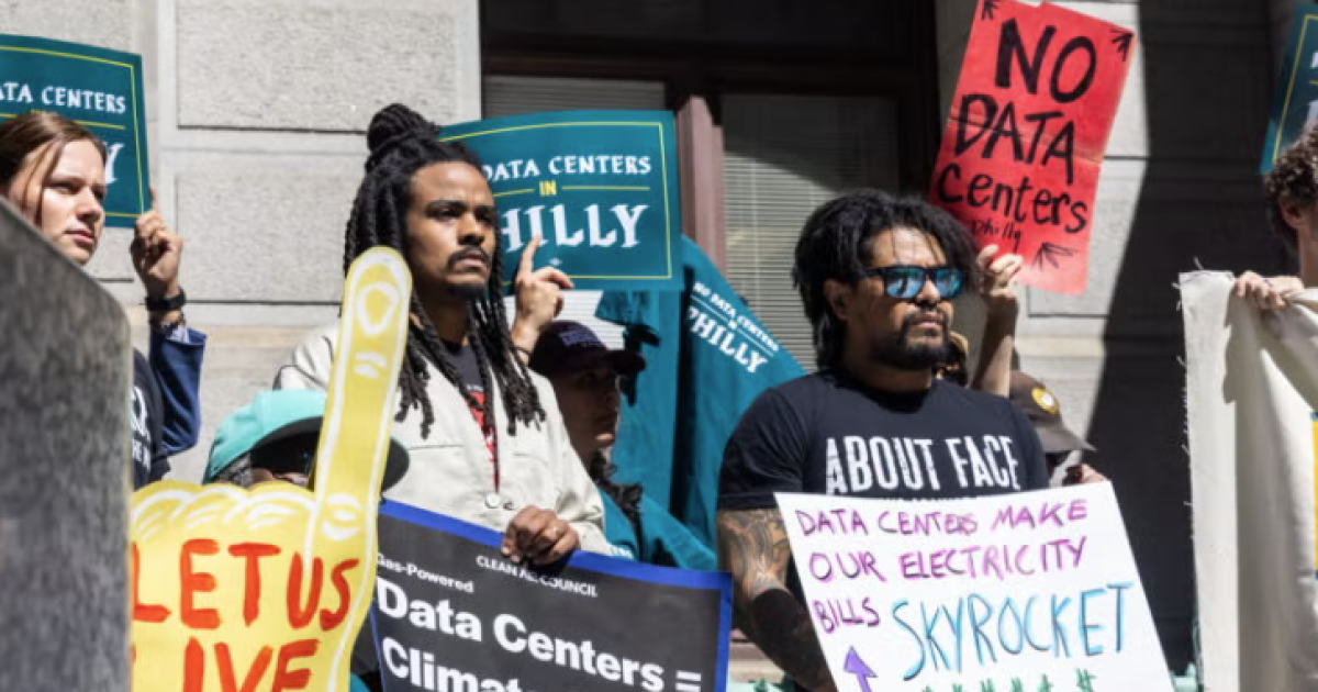 Demonstranten in Philadelphia eisen dat stadsleiders de ontwikkeling van datacenters voorkomen